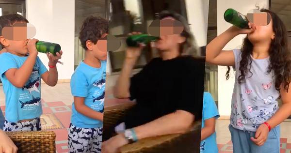 صادم: زوجة قيادي بحزب عريق تثير غضبا عارما بعد ظهورها عبر شريط وهي تسقي صغارها "خمرا"